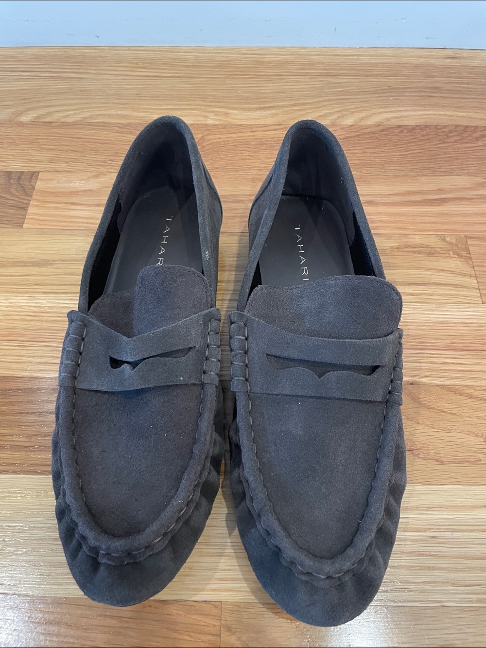 Tahari Men's Charcoal Suede Penny Loafers